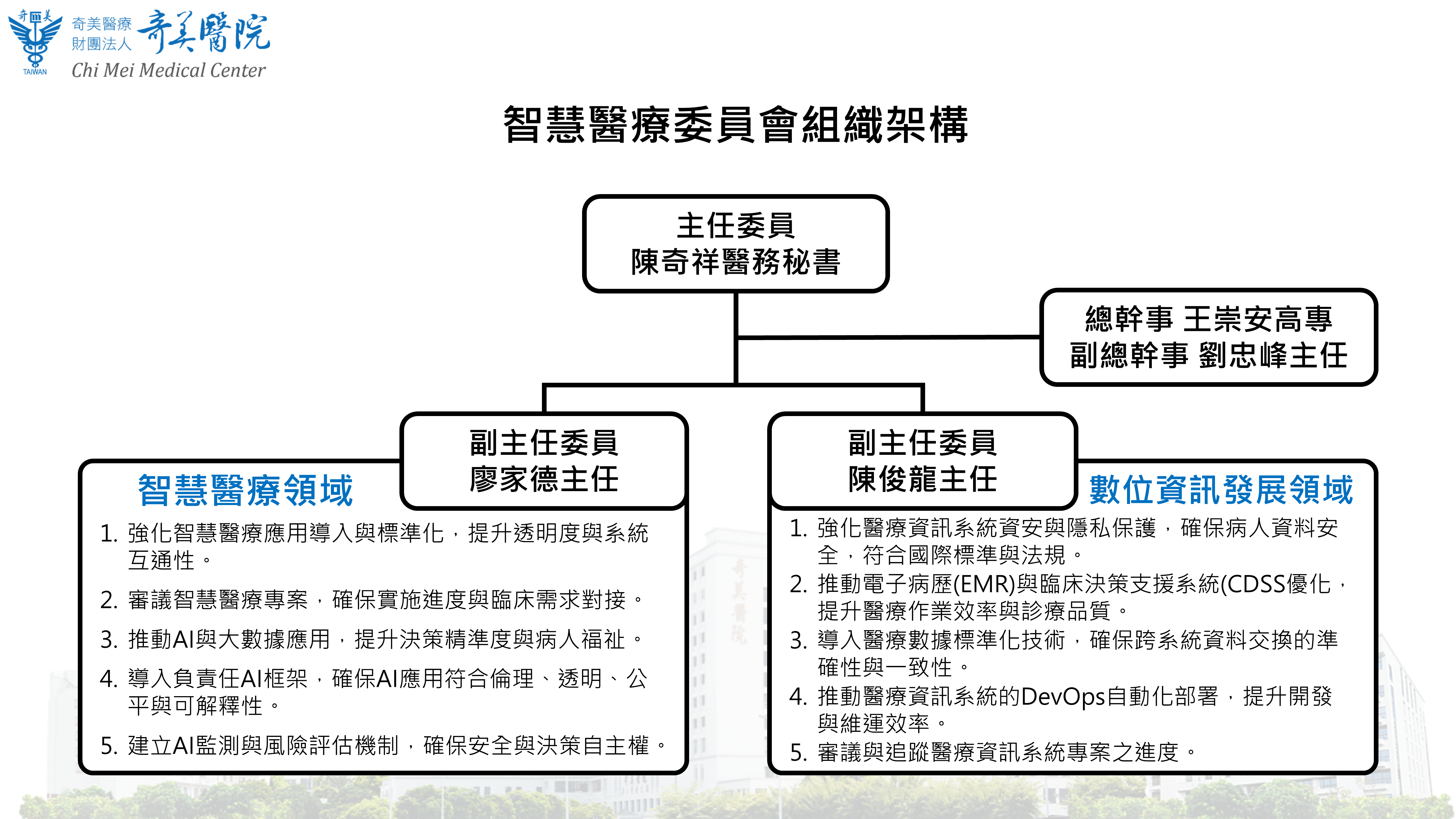 奇美醫院智慧醫療委員會組織架構